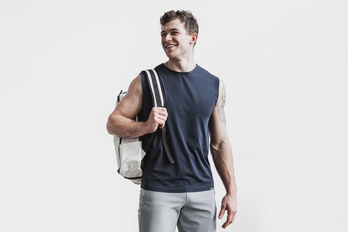 Nobull Lightweight Sleeveless Men\'s T Shirts Navy | Australia (EA9237)
